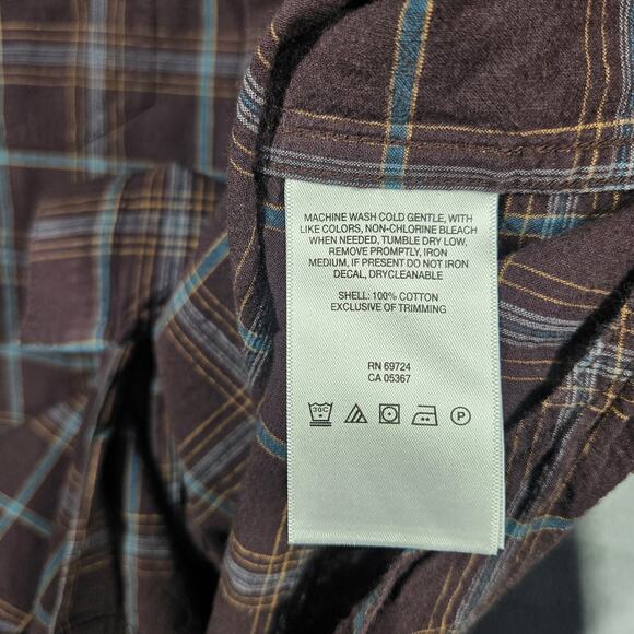 Columbia Shirt Mens Medium Pearl Snap Plaid Western Long Sleeve Brown Outdoor - Picture 6 of 11